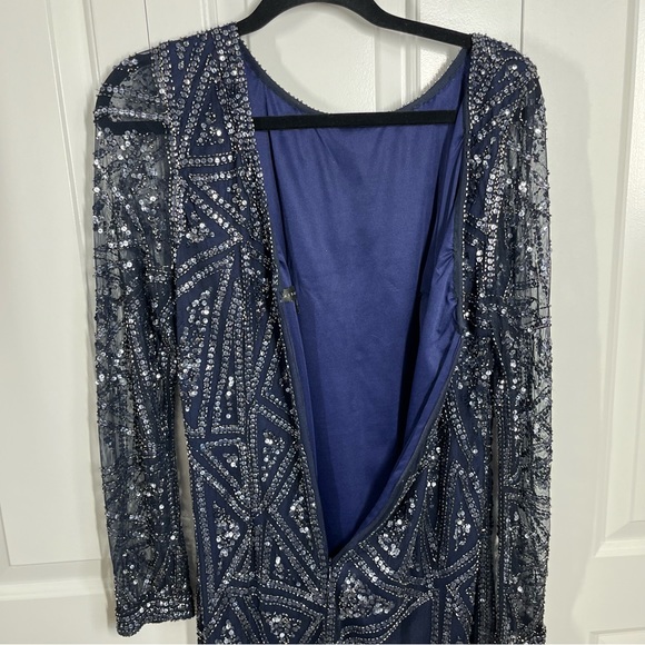 Aidan Mattox Beaded Cocktail Dress Long Sleeve Size Women's 14 - Picture 12 of 15